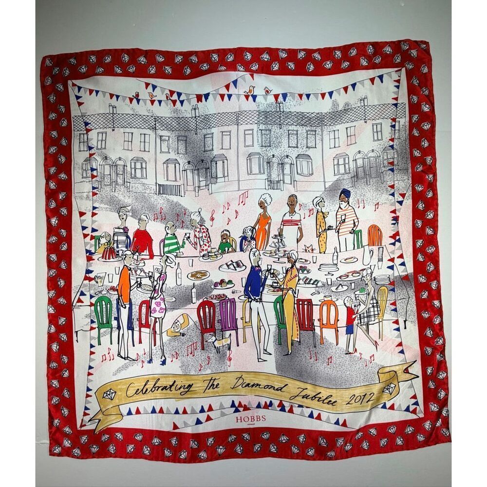 Hobbs London NWOT 100% Silk British Diamond Jubilee 2012 Scarf Square One Size